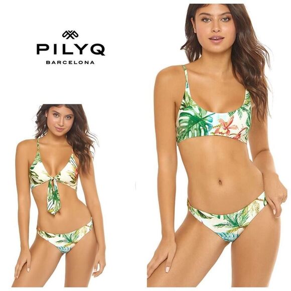 New. Pilyq PQ tropical reversible bandeau bikini set. M-top/S-bottom. Retails $1 - Picture 8 of 13